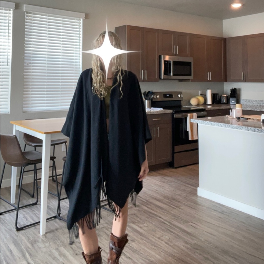 Black Boho Poncho Free Size